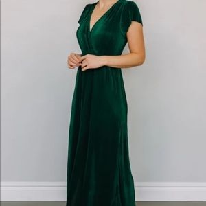 Athena Forest Pleated Maxi Dress